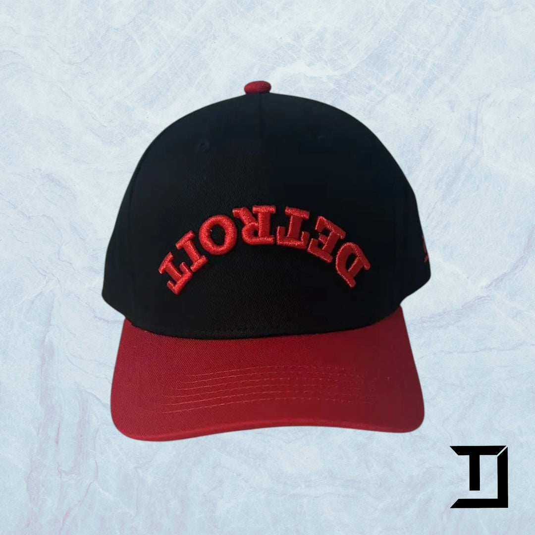 Pre-Curved Classic Detroit SnapBack - Two tone Black/Red